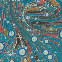 Hand Marbled Paper Stone Marble Pattern in Teal and Ivory ~ Berretti Marbled Arts